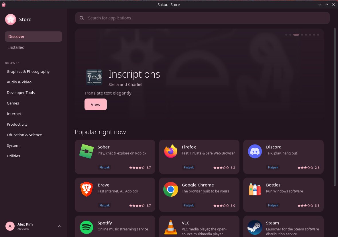 The App Store's Discover page, with a featured application, categories and popular applications